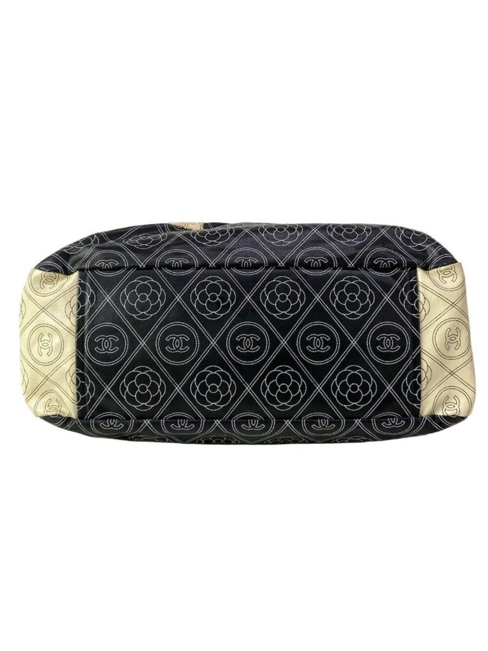 Chanel Tote Large Shopping Black Ivory 2-Way Chain Shoulder Silver Leather - Picture 5 of 15